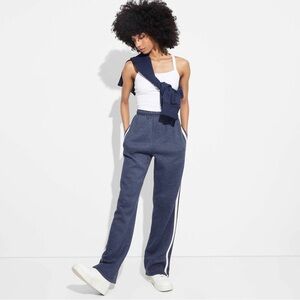 Wild Fable striped navy and white wide leg sweatpants foldover
